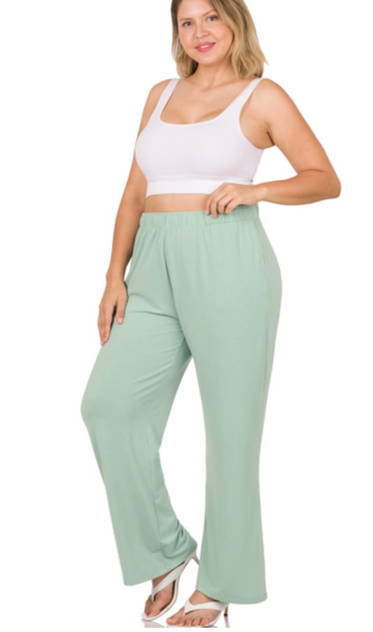 PLUS DRAWSTRING LOUNGE PANTS (1X)- Dusty Green