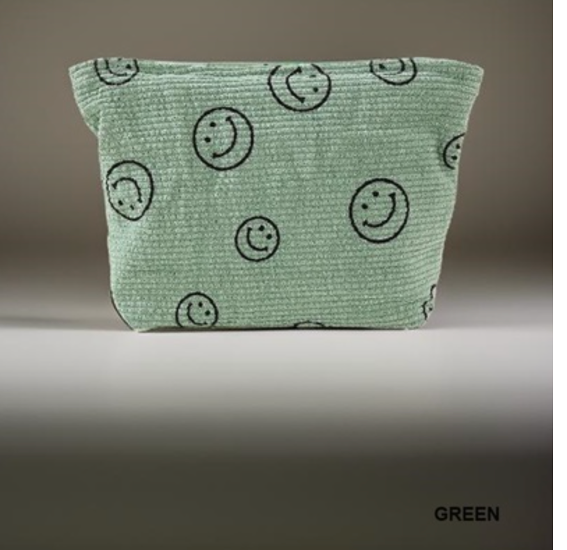 CORDUROY SMILE COSMETIC MAKEUP CLUTCH BAG